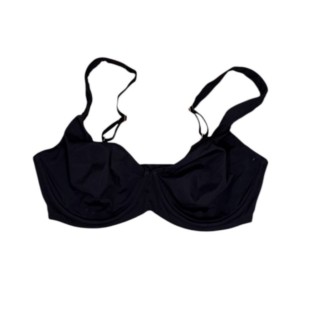 Delimira‎ Scoop Neck Bra Underwire Black Sz 34DD Everyday Minimalist Lingerie
